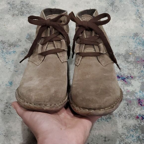 Clarks Tan Suede Heeled Ankle Boots - Picture 4 of 12